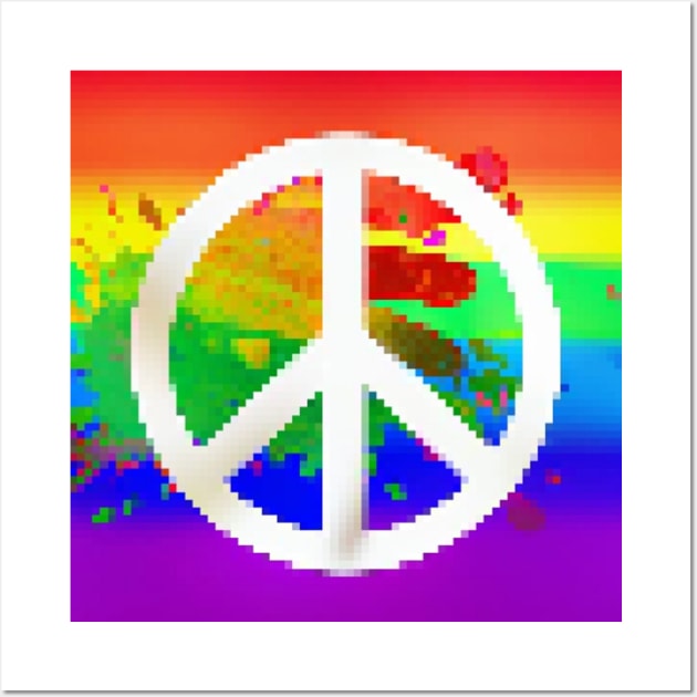 Rainbow Peace sign Glitch 2 Wall Art by Seattle Emo Apparel